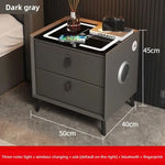 Mesa de noche inteligente con carga inalámbrica, LED, USB y cerradura de huella