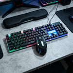 Combo teclado gamer retroiluminado + mouse USB – diseño ergonómico y sensación mecánica