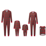Pijamas familiares navideños a cuadros rojos – camisa y pantalón