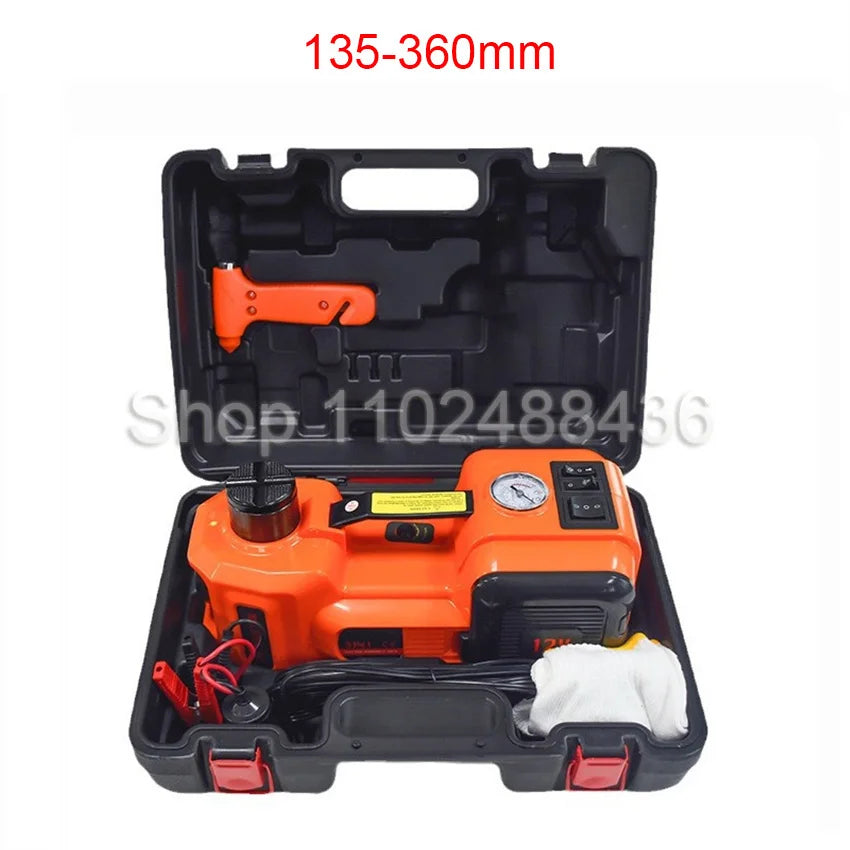 12 V 5-Ton 3-in-1 Electric Hydraulic Jack with Inflator & LED