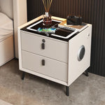 Mesa de noche inteligente con carga inalámbrica, LED, USB y cerradura de huella