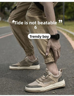 Tenis casuales de malla y cuero para hombre – suela gruesa antideslizante