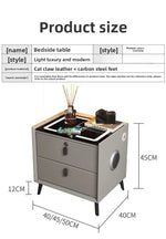 Mesa de noche inteligente con carga inalámbrica, LED, USB y cerradura de huella
