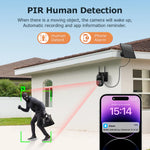 SHIWOJIA 5MP 3K – cámara solar PTZ 4G/WiFi con visión nocturna y detección humana