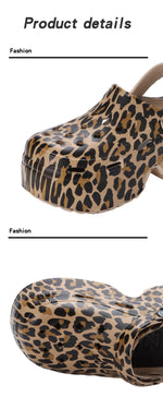 Zuecos chunky de plataforma alta para mujer – leopardo y estampados