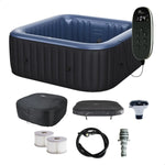 Spa jacuzzi inflable cuadrado para 4–6 personas con masaje de burbujas y 2 cubiertas