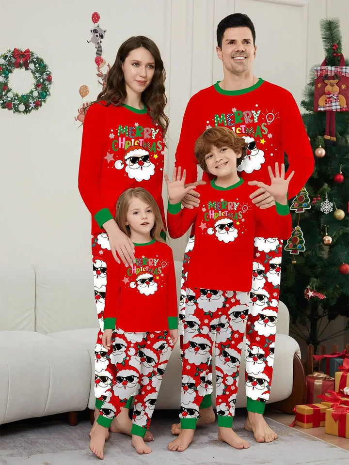 Pijamas familiares navideños con Santa – manga larga