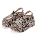Zuecos chunky de plataforma alta para mujer – leopardo y estampados