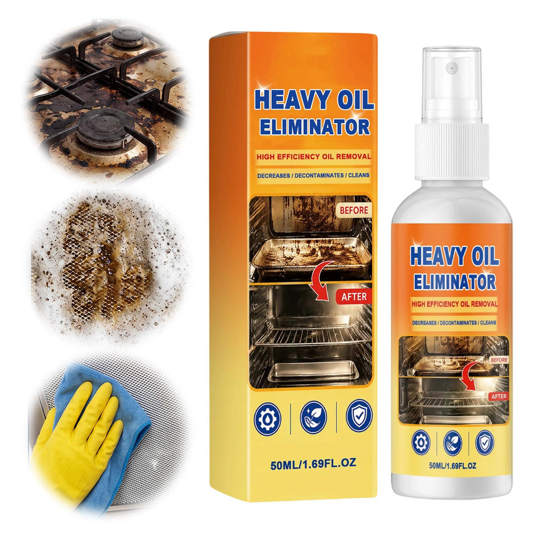 50ML Grease Killer Spray Multi Purpose Heavy-Duty Grill Degreaser Spray Multi Functional Greases Remover for Burnt Food & Grease