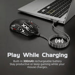 Mouse gamer inalámbrico 58 g – Bluetooth 5.4, 2.4G, USB-C, RGB y 8,000 DPI
