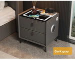 Mesa de noche inteligente con carga inalámbrica, LED, USB y cerradura de huella