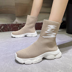 Tenis tipo calcetín unisex – caña alta, tejido de punto y suela gruesa