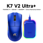 MCHOSE K7 V2 – mouse gamer inalámbrico PAW3955, 50K DPI, Dual 8K y base de carga