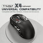 Mouse gamer inalámbrico 58 g – Bluetooth 5.4, 2.4G, USB-C, RGB y 8,000 DPI