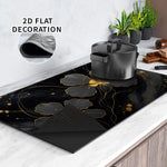 Protector decorativo para estufa – flor negra y dorada