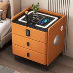 Mesa de noche inteligente de madera con carga inalámbrica y LED táctil de 3 colores