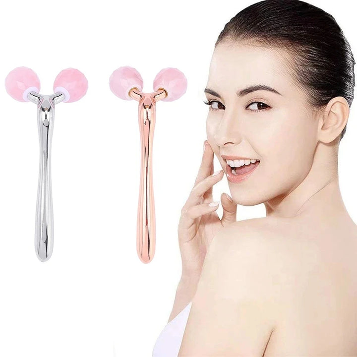 Rose Quartz 3D Facial Roller – Face & Neck Massager