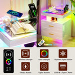 RGB Smart Nightstand with USB-C, Motion Sensor & 2 Drawers