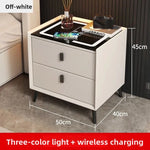 Mesa de noche inteligente con carga inalámbrica, LED, USB y cerradura de huella