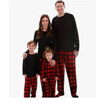 Pijamas familiares navideños con pantalón a cuadros – manga larga