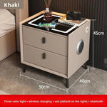 Mesa de noche inteligente con carga inalámbrica, LED, USB y cerradura de huella