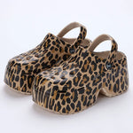 Zuecos chunky de plataforma alta para mujer – leopardo y estampados