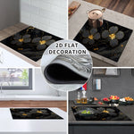Protector decorativo para estufa – flor negra y dorada