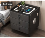 Mesa de noche inteligente de madera con carga inalámbrica y LED táctil de 3 colores