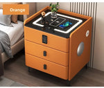Mesa de noche inteligente de madera con carga inalámbrica y LED táctil de 3 colores