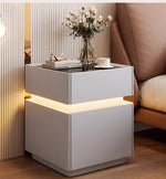 Mesa de noche inteligente con luz de sensor, carga inalámbrica y 3 cajones