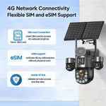 Cámara solar 4 lentes 4G/eSIM – zoom 60X, seguimiento humano y batería 31,200 mAh