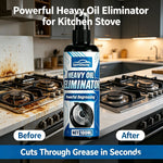 Heavy Oil Eliminator Spray, Powerful Kitchen Grease Cleaner for Stubborn Stains, Range Hood & Stove Degreaser
