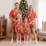 Pijamas familiares navideños de manga corta – camiseta y shorts