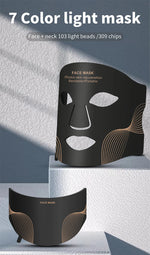 Máscara LED 7 colores con cuello – terapia de luz para cuidado facial
