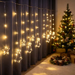 Cortina de luces navideñas LED USB-C – reno, copo, estrella, campana y árbol