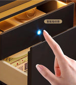 Mesa de noche inteligente con luz de sensor, carga inalámbrica y 3 cajones
