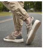 Tenis casuales de malla y cuero para hombre – suela gruesa antideslizante