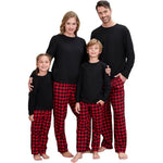 Pijamas familiares navideños con pantalón a cuadros – manga larga