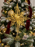 LED Bethlehem Star Christmas Tree Topper – Silver & Gold Glitter