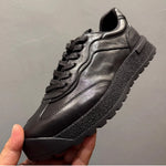 QHCCID – tenis casuales de cuero para hombre con suela elevada