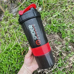 Shaker deportivo 3 en 1 para proteína – 550 ml con compartimentos