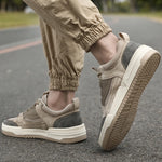 Tenis casuales de malla y cuero para hombre – suela gruesa antideslizante