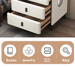Mesa de noche inteligente de madera con carga inalámbrica y LED táctil de 3 colores