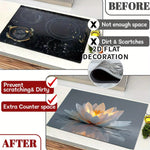 Protector decorativo para estufa – loto blanco resistente al calor