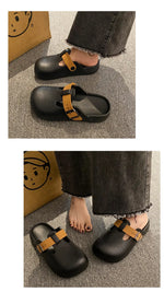 SmilePoP New Women Clogs Garden Slippers Outdoor EVA Beach Slippers Light Easy Clean Kitchen shoes With Buckle Flat Slippers