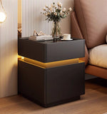 Mesa de noche inteligente con luz de sensor, carga inalámbrica y 3 cajones