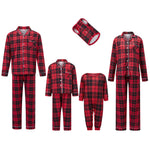 Pijamas familiares navideños a cuadros rojos – camisa y pantalón