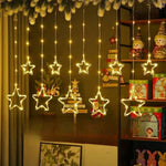 Cortina de luces navideñas LED USB-C – reno, copo, estrella, campana y árbol