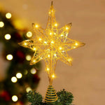 LED Bethlehem Star Christmas Tree Topper – Silver & Gold Glitter