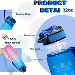 Botella deportiva 1000 ml con marcador de tiempo – colores degradados